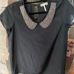 Black top with flat sequin collar